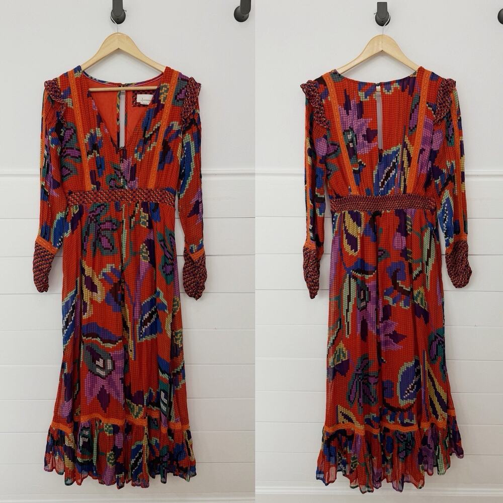 Women’s Anthropologie Tropical Maxi Dress Colorful Size Small S